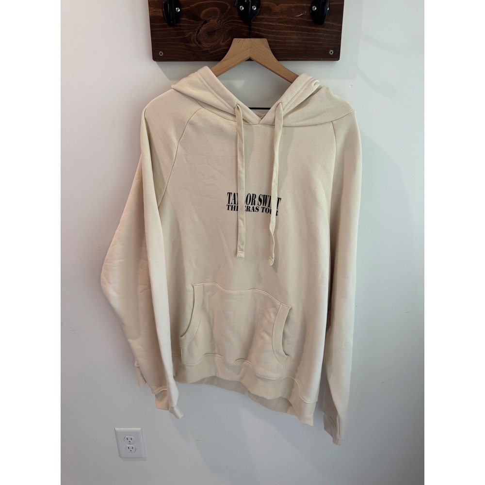 Taylor‎ Swift The Eras Tour Hoodie Beige Cream Concert Merch XL Raglan Pullover